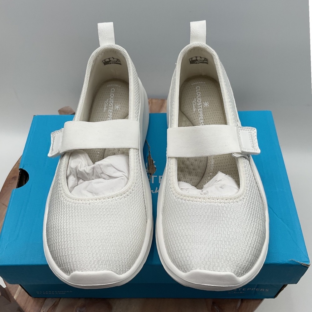 Clarks Cloudsteppers Solevane Jane White Mesh Mary Jane Sneakers Womens 9W NEW